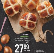 Spar Freshline Hot Cross Buns (Traditional Only)-6s Per Pack