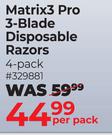 Max Shave Matrix 3 Pro 3-Blade Disposable Razors 4 Pack-Per Pack