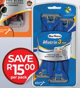 Max Shave Matrix 3 Pro 3-Blade Disposable Razors 4 Pack-Per Pack