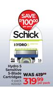 Schick Hydro 5 Sensitive 5-Blade Cartridges 4 Pack-Per Pack