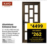 Kayo Aluminium Entrance Door 2.1m (h) x 900mm (w)