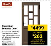Kayo Aluminium Entrance Door 2.1m (h) x 900mm (w)