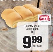 Country Value Lunch Buns-6's Per Pack