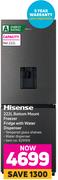 Hisense 222L Bottom Mount Freezer Fridge With Water Dispenser