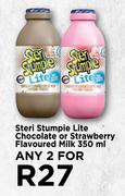 Steri Stumpie Lite Chocolate Or Strawberry Flavoured Milk-For Any 2 x 350ml