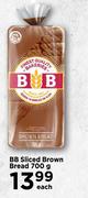 BB Sliced Brown Bread-700g Each