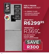 Defy 325L Fridge Metallic DAC631