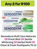 Sensodyne Multi Care Naturals Or Fresh Mint Or Gentle Whitening Toothpaste-For 2 x 75ml Too