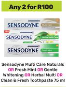 Sensodyne Multi Care Naturals Or Fresh Mint Or Gentle Whitening Toothpaste-For 2 x 75ml Too