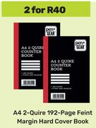 Pen + Gear A4 2 Quire 192 Page Feint Margin Hard Cover Book-For 2
