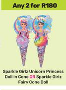 Sparkle Girlz Unicorn Princess Doll In Cone Or Sparkle Girlz Fairy Cone Doll-For 2