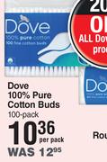 Dove 100% Pure Cotton Buds 100 Pack-Per Pack