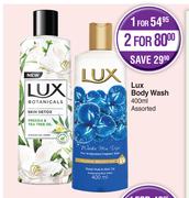 Lux Body Wash Assorted-For 2 x 400ml