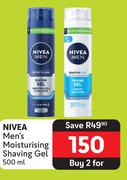 Nivea Men's Moisturising Shaving Gel-For 2 x 500ml