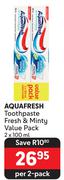 Aquafresh Toothpaste Fresh & Minty Value Pack-2 x 100ml
