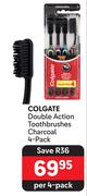 Colgate Double Action Toothbrushes Charcoal 4 Pack