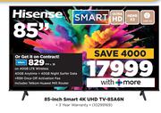 Hisense 85-Inch Smart 4k UHD TV 85A6N-On 4GB LTE Wireless