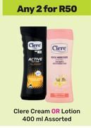 Clere Cream Or Lotion Assorted-For Any 2 x 400ml