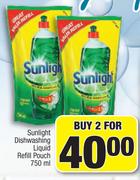 Sunlight Dishwashing Liquid Refill Pouch-For 2 x 750ml