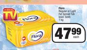 Flora Regular Or Light Fat Spread Tub (Excl. Gold)-1kg Each