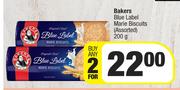 Bakers Blue Label Marie Biscuits (Assorted)-For Any 2 x 200g