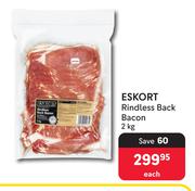 Eskort Rindless Back Bacon-2Kg Each