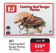 I&J Catering Beef Burger Patties-60 x 100g Per Case