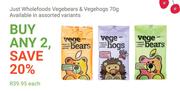 Just Wholefoods Vegebears & Vegehogs-70g
