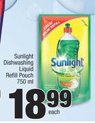 Sunlight Dishwashing Liquid Refil Pouch-750ml Each