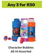 Character Bubbles Assorted-For 3 x 60ml