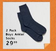 2 Pack Boys Anklet Socks
