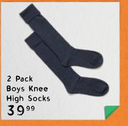 2 Pack Boys Knee High Socks