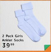 2 Pack Girls Anklet Socks