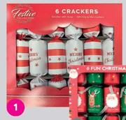 Festive 6 Pack Paper Crackers