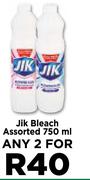 Jik Bleach Assorted-For Any 2 x 750ml