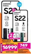 2 x Samsung Galaxy S22 5G Smartphone-On 1.2GB Red Core More Data