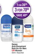 Sanex Anti-Perspirant Roll-On For Men Or Women Assorted-For 1 x 50ml