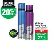 Whisper Body Spray Assorted-90ml