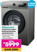 Hisense 9Kg Front Loader Washing Machine WFQP9012VMT