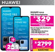 2 x Huawei Nova Y62 Smartphone-On 1.3GB Red Top Up Core More Data + Flexi 80