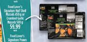 Food Lover's Signature Half Shell Mussels 450g Or Crumbed Garlic Mussels 500g-Each