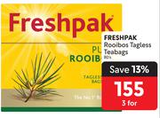 Freshpak Rooibos Tagless Teabags-For 3 x 80's
