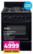 Univa 4 Burner Gas Stove With Gas Oven UG016BI