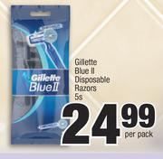 Gillette Blue II Disposable Razors-5s Per Pack