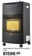 Milex Foldable 3 Panel Gas Heater Black 4.2Kw