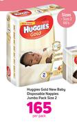 Huggies Gold New Baby Disposable Nappies Jumbo Pack Size 2-66's Per Pack