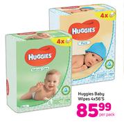 Huggies Baby Wipes-4x56's Per Pack