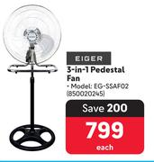 1Eiger 3-In-1 Pedestal Fan EG-SSAF02 850020245-Each