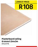 Plasterboard Ceiling 6.4mm X 1.2m X 3m