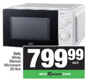 Defy 20Ltr White Manual Microwave
